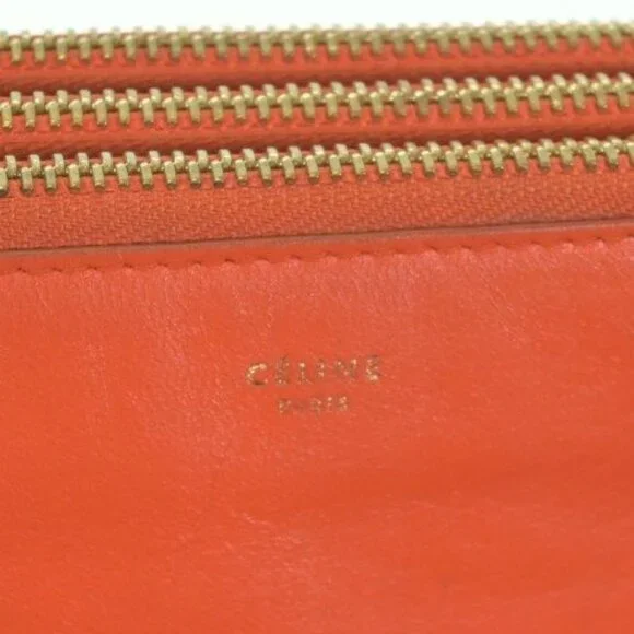 Celine Shoulder Bag Leather Orange